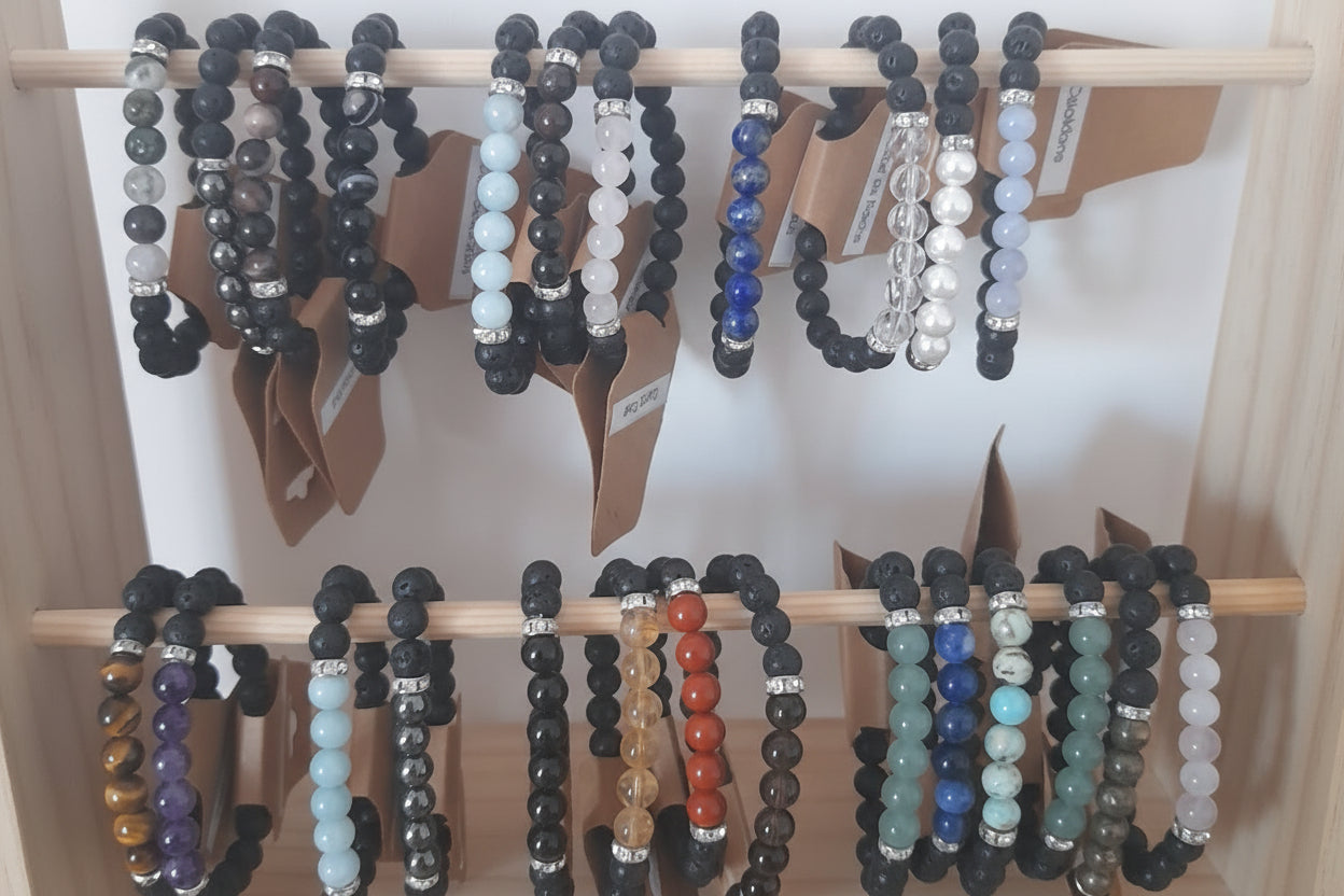 Bracelets diffuseurs pierres de lave et pierres naturelles