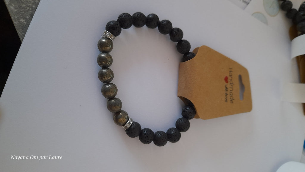 Bracelet Diffuseur - Pierres de Laves et Pierre Naturelle - Création Artisanale - Nayana Om Boutique