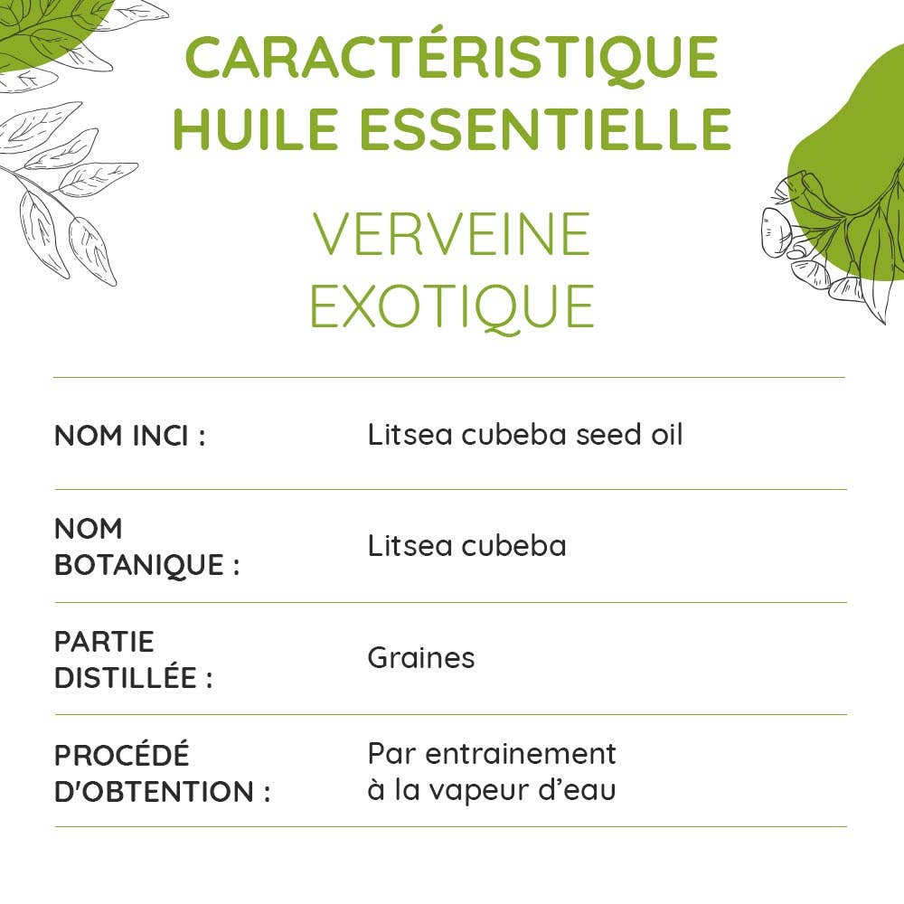 Huile essentielle de Verveine Exotique Bio – Apaisement, Joie & Harmonie - Nayana Om Boutique
